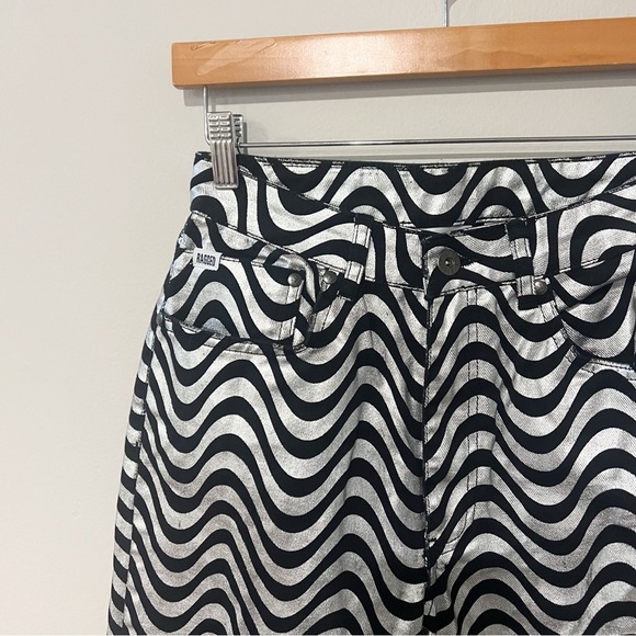 The Ragged Priest High Rise Straight Leg Wave Jeans Glitter Denim Silver / Black - Picture 4 of 9